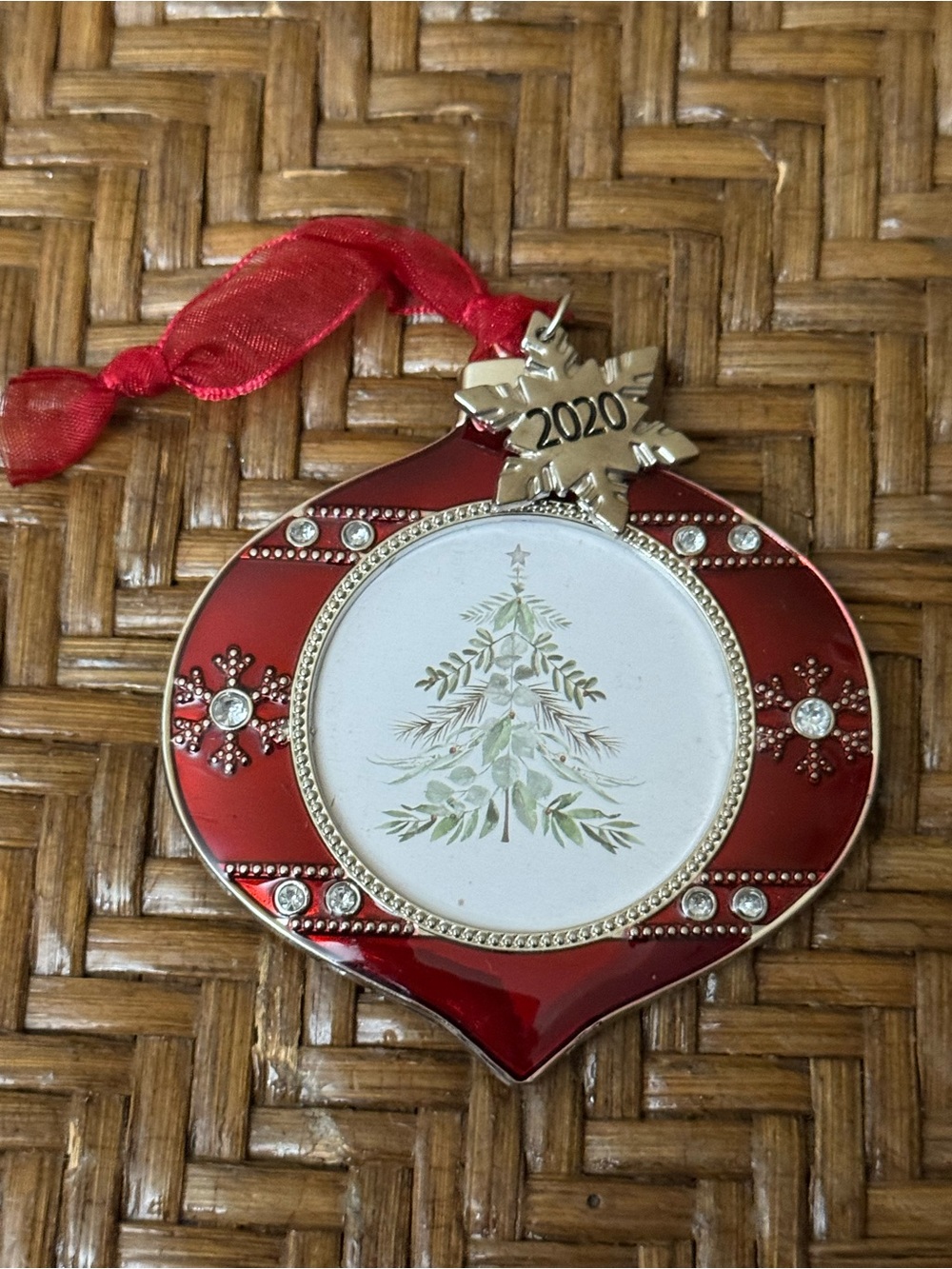 Studio Decor Red and Gold 2020 Christmas Photo Frame Ornament